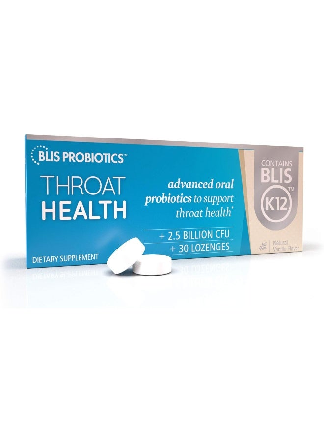 BLIS ThroatHealth Oral Probiotic, Most Potent BLIS K12 Formula Available, 2.5 Billion CFU, Throat Immunity Support for Adults and Kids, Sugar-Free Lozenges, 30 Day Supply - Image 1